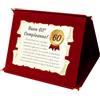 Generico Targa 60° Compleanno | Elegante Regalo Sessantesimo Compleanno | Cofanetto con Pergamena per Sessantenne | Biglietto Auguri | Birthday Plate (rosso, 60 Anni)