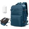 BOXSAM Zaino Sottovuoto Viaggio Con Pompa Zaino Ryanair 40x30x25 Aereo Bagaglio a Mano Borsa da Cabina per Donna Uomo Zaini 14 Pollici Porta PC Casual Impermeabile Daypack Blu