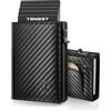 TENBST Portafoglio Uomo Slim Piccolo | Porta Carte di Credito con Rfid Protection Anticlonazione | Portatessere in Fibra di Carbonio | Portamonete Uomo con ZIP | Idea Regalo, Nero