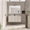 DEGHI Mobile bagno sospeso salvaspazio 100 x 39 cm con ante cashmere e lavabo con specchio - Adonys