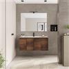 DEGHI Mobile bagno sospeso salvaspazio 100 x 39 cm con ante rovere deciso e lavabo con specchio - Adonys