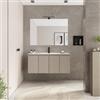 DEGHI Mobile bagno sospeso salvaspazio 100 x 39 cm con ante tortora e lavabo con specchio - Adonys