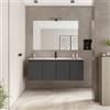 DEGHI Mobile bagno sospeso salvaspazio 120 x 39 cm con ante antracite opaco e lavabo con specchio - Adonys