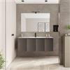 DEGHI Mobile bagno sospeso salvaspazio 120 x 39 cm con ante bronzo e lavabo con specchio - Adonys