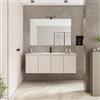 DEGHI Mobile bagno sospeso salvaspazio 120 x 39 cm con ante cashmere e lavabo con specchio - Adonys