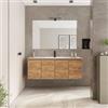 DEGHI Mobile bagno sospeso salvaspazio 120 x 39 cm con ante rovere gold e lavabo con specchio - Adonys