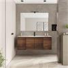 DEGHI Mobile bagno sospeso salvaspazio 120 x 39 cm con ante rovere deciso e lavabo con specchio - Adonys