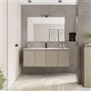 DEGHI Mobile bagno sospeso salvaspazio 120 x 39 cm con ante tortora e lavabo con specchio - Adonys