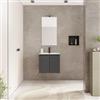 DEGHI Mobile bagno sospeso salvaspazio 50 x 39 cm con ante antracite opaco e lavabo con specchio - Adonys
