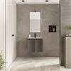 DEGHI Mobile bagno sospeso salvaspazio 50 x 39 cm con ante bronzo e lavabo con specchio - Adonys