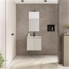 DEGHI Mobile bagno sospeso salvaspazio 50 x 39 cm con ante cashmere e lavabo con specchio - Adonys