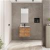 DEGHI Mobile bagno sospeso salvaspazio 50 x 39 cm con ante rovere gold e lavabo con specchio - Adonys
