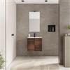 DEGHI Mobile bagno sospeso salvaspazio 50 x 39 cm con ante rovere deciso e lavabo con specchio - Adonys