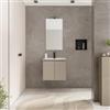 DEGHI Mobile bagno sospeso salvaspazio 50 x 39 cm con ante tortora e lavabo con specchio - Adonys