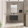 DEGHI Mobile bagno sospeso salvaspazio 60 x 39 cm con ante antracite opaco e lavabo con specchio - Adonys