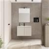 DEGHI Mobile bagno sospeso salvaspazio 60 x 39 cm con ante cashmere e lavabo con specchio - Adonys