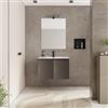 DEGHI Mobile bagno sospeso salvaspazio 70 x 39 cm con ante bronzo e lavabo con specchio - Adonys
