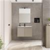 DEGHI Mobile bagno sospeso salvaspazio 70 x 39 cm con ante tortora e lavabo con specchio - Adonys