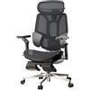 Hbada E3 Ultra Sedia Ufficio e Scrivania Ergonomica Grandi Dimensioni, con Supporto Lombare Dinamico a 3 Zone, Braccioli Meccanici 360°, Testiera Regolabile 4D, Alluminio e Mesh Premium, Nero