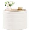 Bonlife Cassapanca, Pouf Contenitore, Portaoggetti Baule, Poggiapiedi Pieghevole Rotondo, per Ingresso, Soggiorno e Camera da Letto, Bianco, 56x56x40 cm