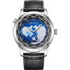 Sea Gull Orologio meccanico automatico da uomo, 41 mm, ora mondiale GMT con quadrante secondario, orologio da polso luminoso impermeabile 5 ATM, 6202, Argento-nero., Bracciale
