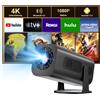 Mini Proiettore 4K Home Cinema Con Android 11.0 Portatile, Supporta 2.4/5G Dual
