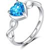 Qings Anello a Cuore Tanzanite Regolabile con Pietra di Nascita Argento Sterling 925 Dicembre Anello Simbolo Infinito Promessa con Zirconi Regali Gioielli di Natale Compleanno per Donne e Ragazze