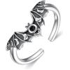 URONE Anello a pipistrello per donne e uomini, in argento Sterling gotico, per Halloween, anello regolabile con zirconia cubica rossa