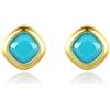 HeyMeili Orecchini a Bottone in Argento Sterling 925 con Turchese, Orecchini Dorati di Pietra Preziosa per le Donne
