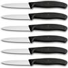 Victorinox Set di Coltelli per Verdure Professionali Swiss Classic, 6 Pezzi, Coltelli Multiuso, Lame Affilate Ondulate, 8 cm, Robusti Manici in Plastica, Nero