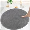 Famibay Tappeto da bagno antiscivolo, lavabile, assorbe l'acqua, tappetino da bagno e da bagno, rotondo, in microfibra, per bagno (grigio, 80 cm rotondo)