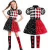 ReliBeauty Costume Arlecchino Bambina Halloween Vestito Pagliaccio Carnevale Bambina con Legging, 150