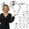 HSYWSH Fasce di Halloween, Fascia per Ragno, Collana di pizzo ragnatela, 10 Fogli di Adesivi per Tatuaggi Temporanei di Halloween, Tatuaggi di Ragni, per Carnevale Cosplay Festa di Ballo