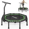 BCAN Trampolino da interno, Ø 130 cm, trampolino fitness silenzioso per adulti con manubrio, mini trampolino preassemblato, capacità di carico 204 kg - Verde