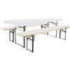 Brandsseller Set Birreria 3 Pezzi - 2 Cuscini Imbottiti per Panche 220x25 cm e 1 Tovaglia 240x70 cm - Ideale per Sagre, Giardino, Feste all'Aperto - Bianco