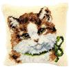 VERVACO Kit Latch Hook Cuscino Gatto Kit Gancio di Chiusura Tappeto ca. 40 x 40 cm Set Ricamo Principianti Casa Decorazioni attività Creative Adulti Hobby Rilassanti Gobelin Cuscino