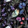 ReWallpaper 44,5CMx7M Carta Adesiva per Mobili Fiori e Sfondo Nero Carta Da Parati Adesiva Muro Farfalla Viola Carte Da Parati Camera Da Letto Salotto PVC Rivestimento per Armadio Porte
