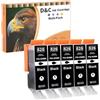 D&C Cartucce d'inchiostro PGI-525 compatibili con Canon PGI-525 PGBK per Canon MG5350 per PIXMA MG5150 MG5250 IP4800 IP4850 IP4900 IP4950 IP6500 IX6550 MX885 MX715 MG8240 (5 nero)
