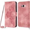 Netany Cover per Samsung Galaxy S8 Plus con Cordino, Flip Portafoglio Custodia in Pelle, [2 Porta Carte][Chiusura Magnetica],Custodia Libro Antiurto Cover con Laccio per Samsung S8 Plus (Rosa)