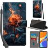PHINIENLAND Cover per Xiaomi Redmi 9C / 10A PU Pelle Custodia Flip Fiamma