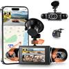 Rimoody 360° 4 Canali WIFI Dashcam Auto, 2K+1080P 4 Telecamera Anteriore e Posteriore Sinistra Destra, 3 IPS WiFi Dash Cam 8 IR Visione Notturna, WDR/Controllo APP/G-Sensore/Loop Video/24H Parcheggio Monitor