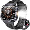 Shepatio Orologio intelligente da uomo, funzione telefono, 2,0", HD militare, con torcia a LED, IP68, impermeabile, 100 + modalità sportive, orologio sportivo, per attività all'aperto, smartwatch per Android