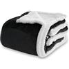 Winthome Coperta Calda e Spessa, Plaid Divano Morbida Soffice, Coperte Invernale Design a Doppio Strato, Pelosa Sherpa Flanella, Blanket Natalizia Adatta a Bambini e Adulti (Nero, 150x200cm)