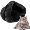 Crea Caty - Cuccia per gatti Morbida Calda Lettino casa Letto Igloo Interno casetta cuccetta Chiusa per Gatto, Cani Piccoli, lettino Cuccioli.Nicchia nido per Gatti. (NERO)