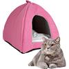 Crea Caty - Cuccia per gatti Morbida Calda Lettino casa Letto Igloo Interno casetta cuccetta Chiusa per Gatto, Cani Piccoli, lettino Cuccioli.Nicchia nido per Gatti. (ROSA)