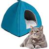 Crea Caty - Cuccia per gatti Morbida Calda Lettino casa Letto Igloo Interno casetta cuccetta Chiusa per Gatto, Cani Piccoli, lettino Cuccioli.Nicchia nido per Gatti. (AZZURRO)