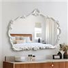 Generic Specchio da parete bianco antico con cornice in legno intagliato, elegante design ornato per camera da letto, bagno, ingresso e caminetto