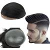 Mprosthesis Toupee per la pelle PU da uomo, 10 x 8, sistema di ricambio per capelli umani, 0,04 mm, per protesi per capelli sottili (#1 Jet Black)