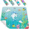 HITSLAM Quadrato Tappetino Doccia Antiscivolo Bambini, 53 x 53 cm Tappetino da Bagno, Tappeto Doccia con Ventose Resistenti e fori di Drenaggio, Morbido sotto i piedi, lavabile in lavatrice, Delfino