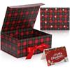 GeeRic Natale Scatola Regalo con Coperchio，GeeRic 29*22*10.5CM Scatola Regalo Fiocco+Biglietto d'auguri Scatola Pieghevole Chiusura Magnetica Riutilizzabile Lusso Moda Grande Confezione per Capodanno/Natale